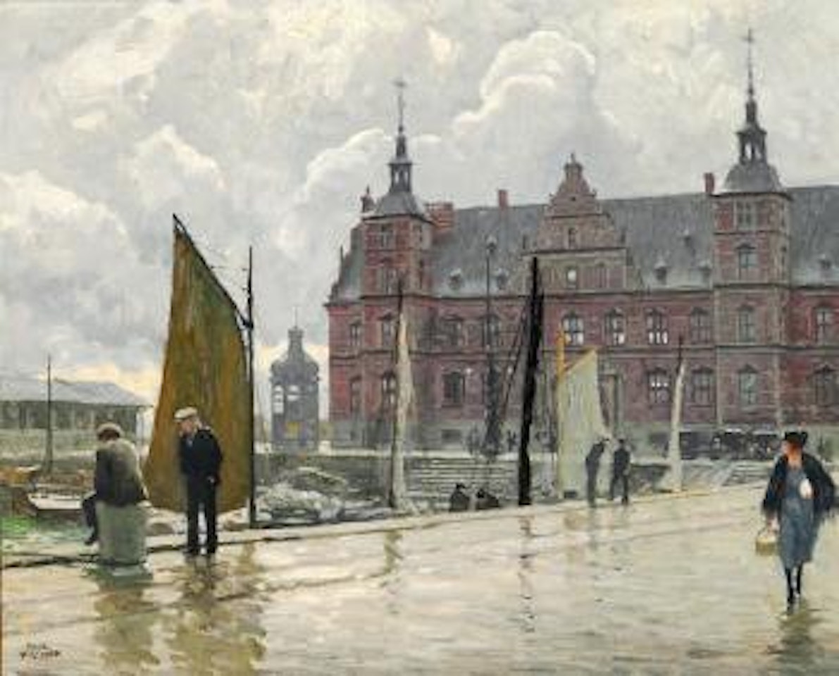 Street scene from Helsingør overlooking the railway
station by Paul Fischer