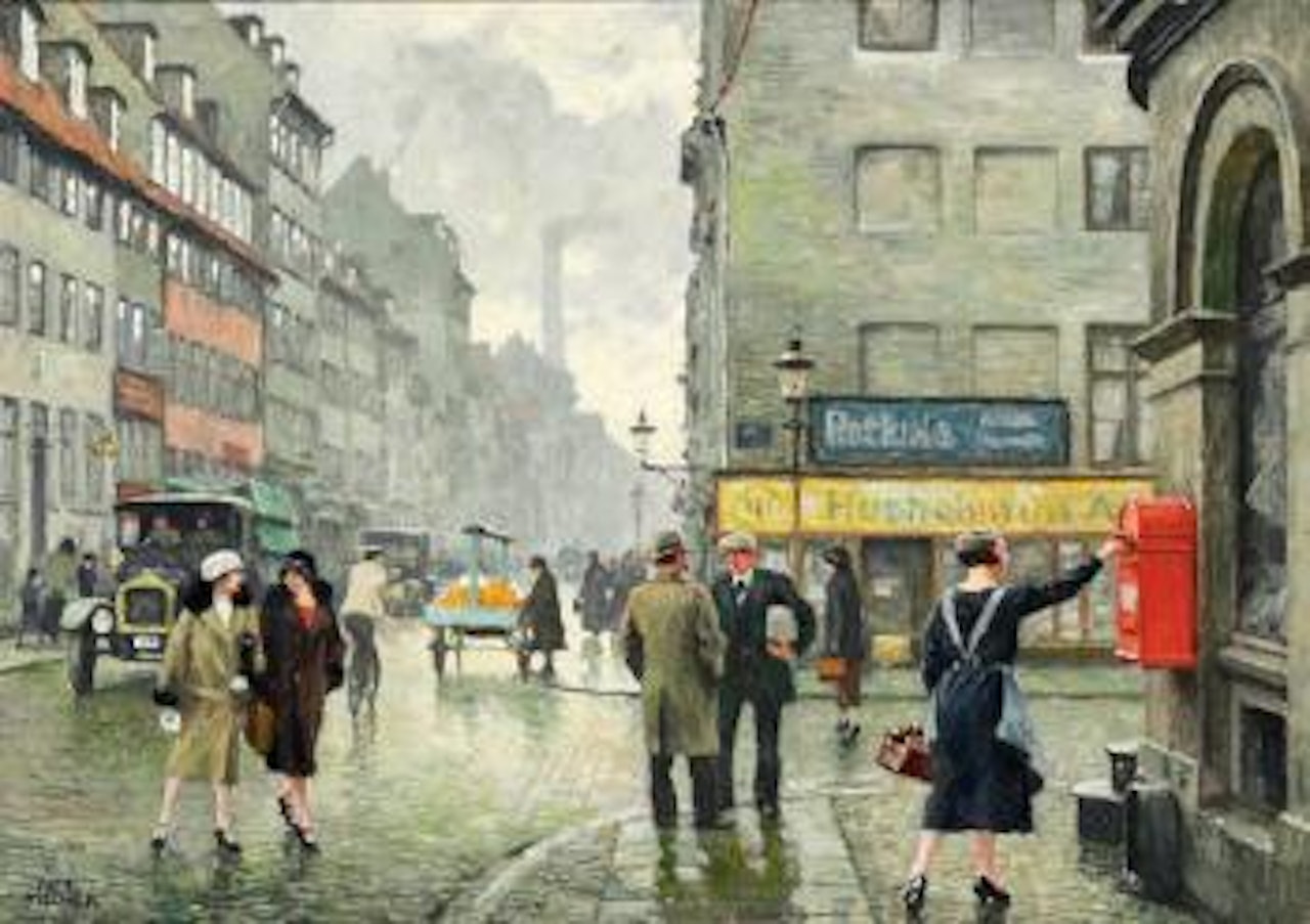 Street Scene from Copenhagen at the corner of Gothersgade and Store Regnegade by Paul Fischer