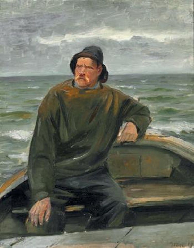 A fisherman from Skagen at sea by Michael Ancher