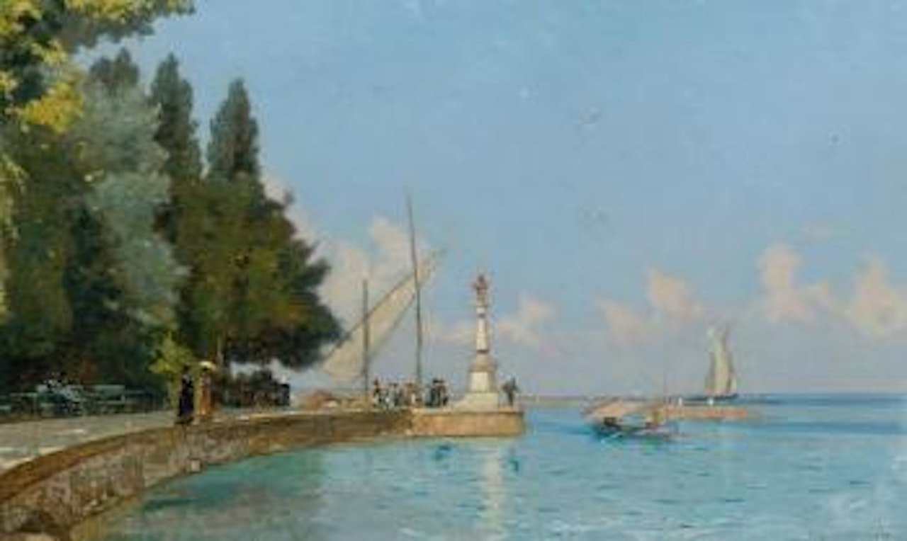 Promenade sur le quai d'Evian (Promenade on the Evian quay) by François Bocion