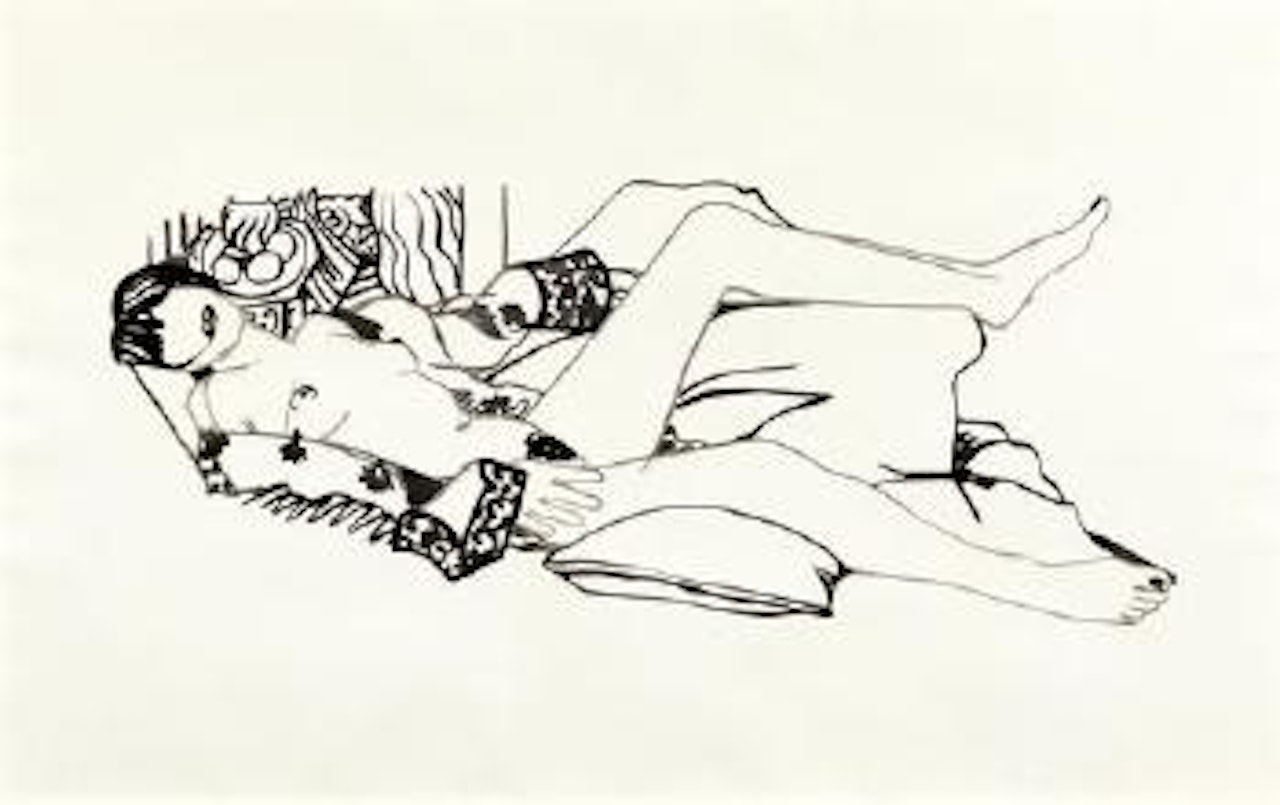 Monica nude with purple robe by Tom Wesselmann