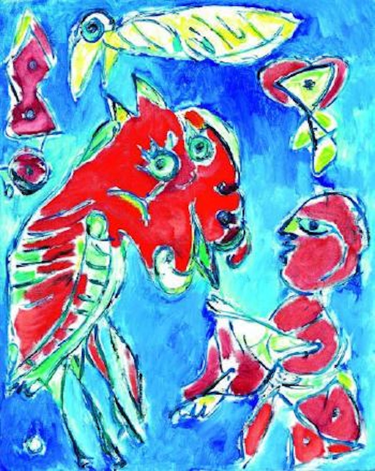L'oiseau cheval rouge - Rød fuglehest (Red Birds Horse) by Carl-Henning Pedersen