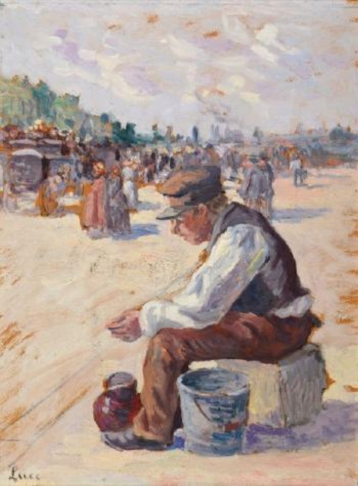 Homme assis à la cruche, Le petit Betting, coins de Paris by Maximilien Luce
