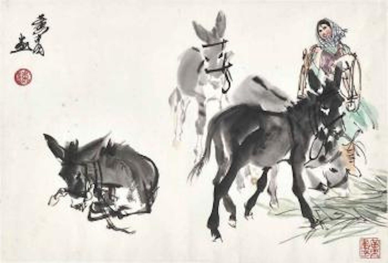 Girl and Donkey by Huang Zhou