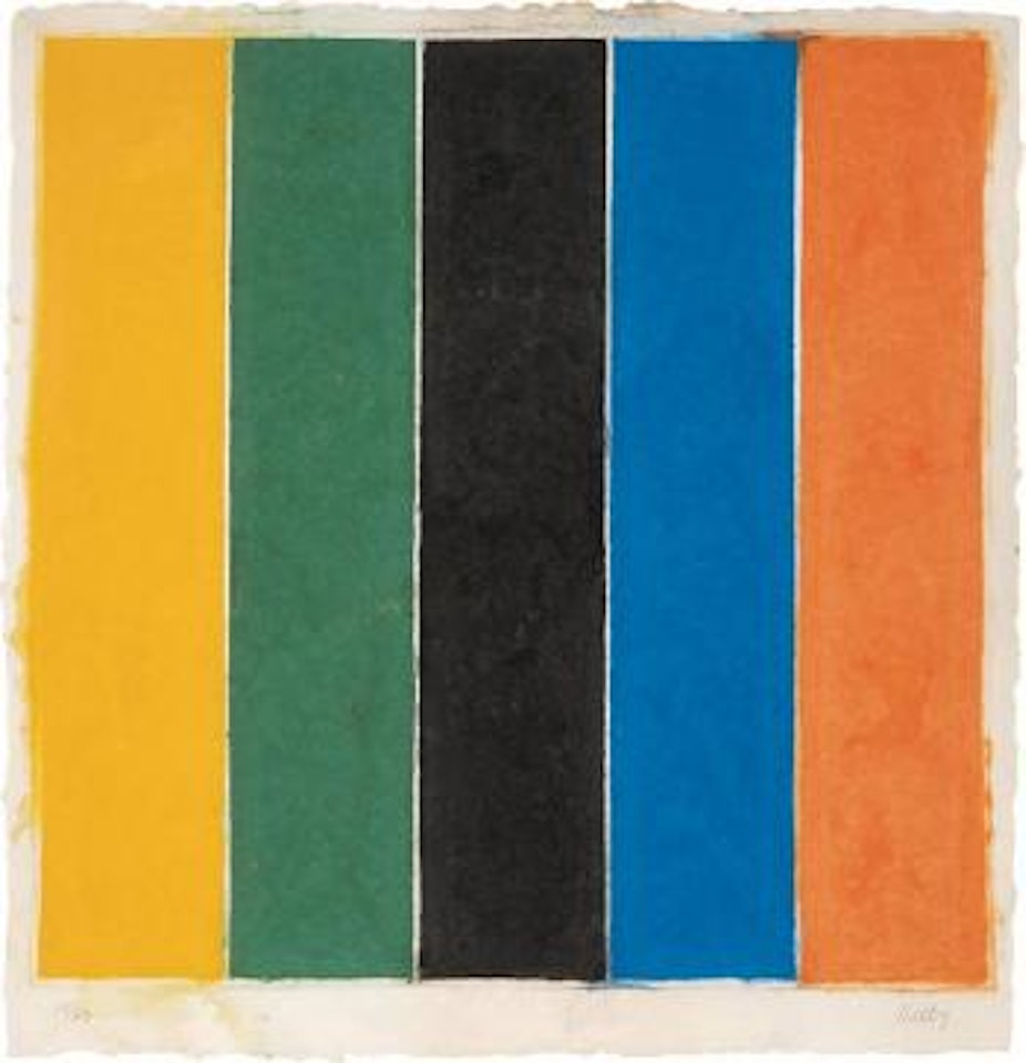 Colored paper image XIII (Yellow/Green/Black/Blue/Orange) by Ellsworth Kelly
