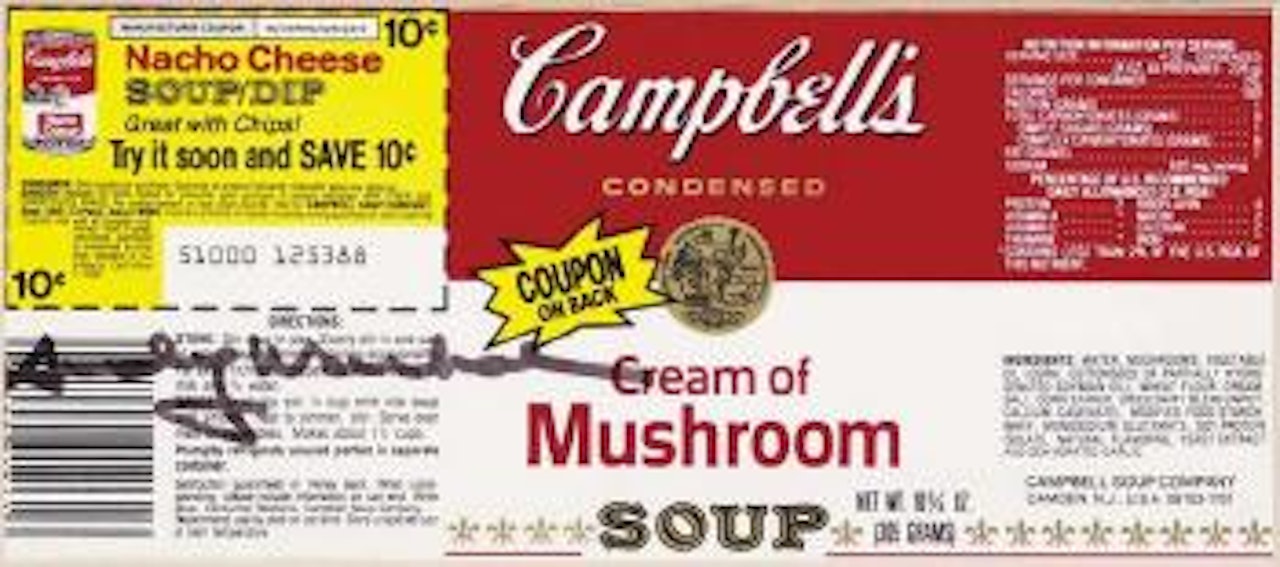 Campbell's Soup can label (Cream of mushroom) by Andy Warhol