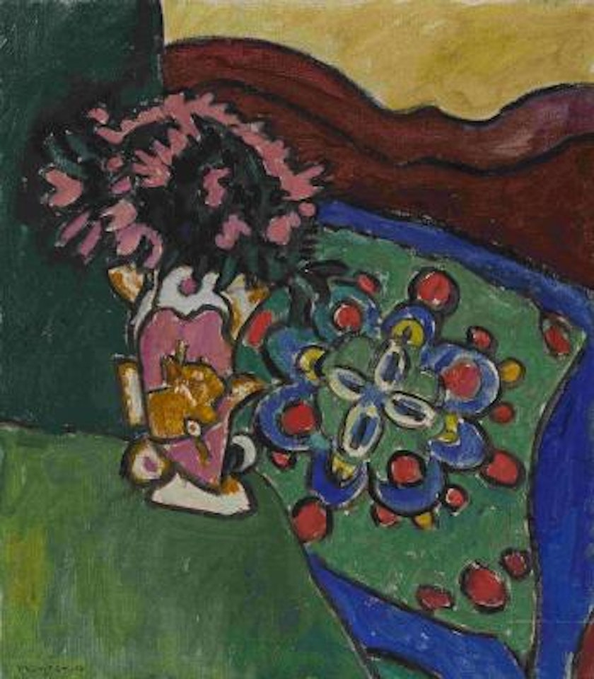 Teetisch mit Blumenvase und Sofa by Gabriele Münter