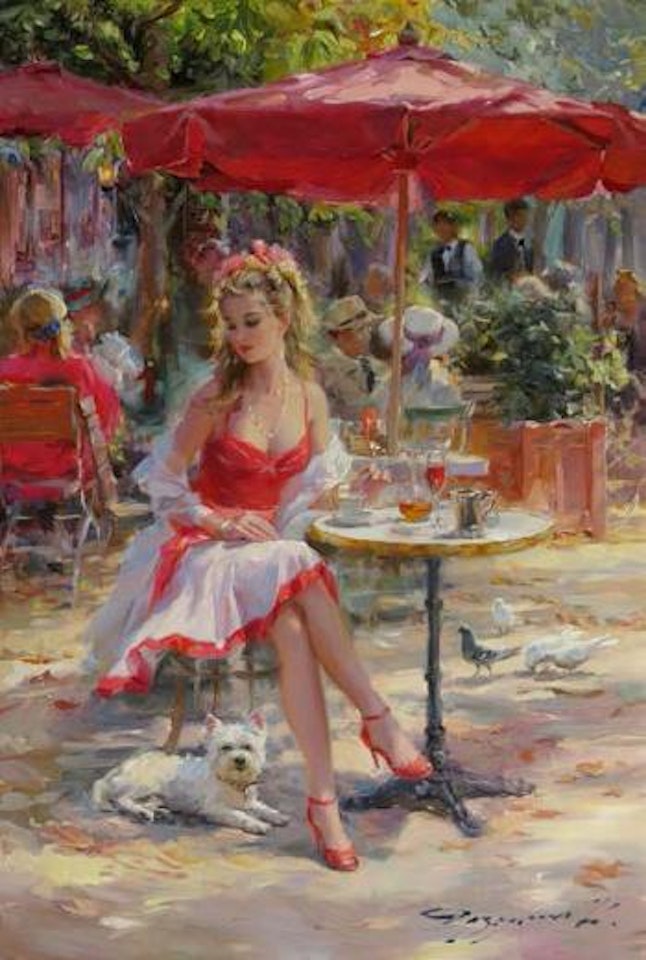 Dans le café des Tuileries by Constantin Razoumov