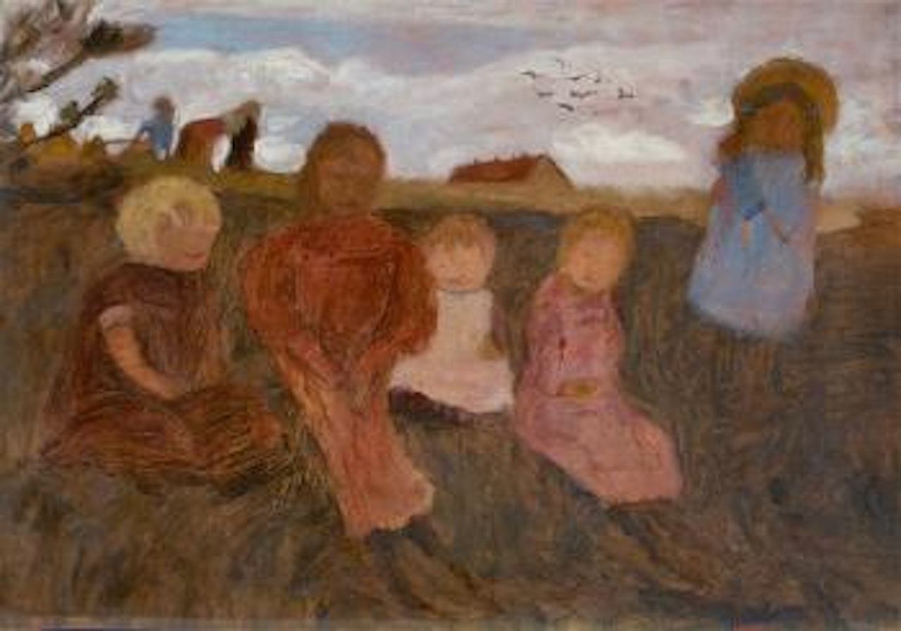 Fünf Kinder an Einem Hang, rechts Elsbeth by Paula Modersohn-Becker