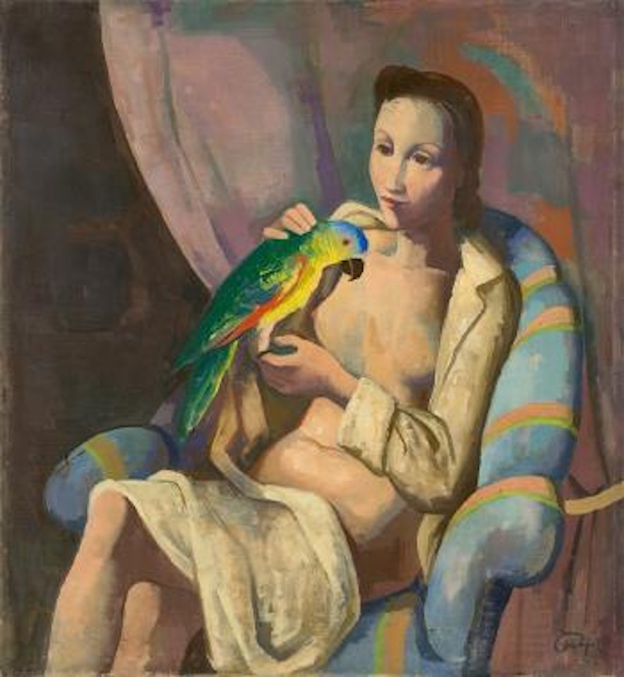 Frau mit Papagei by Karl Hofer