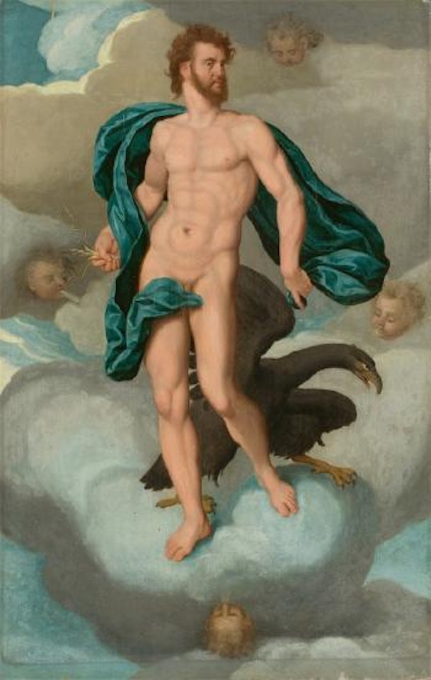 Kaiser Rudolf II. (1552–1612) als Jupiter auf Wolken by German School