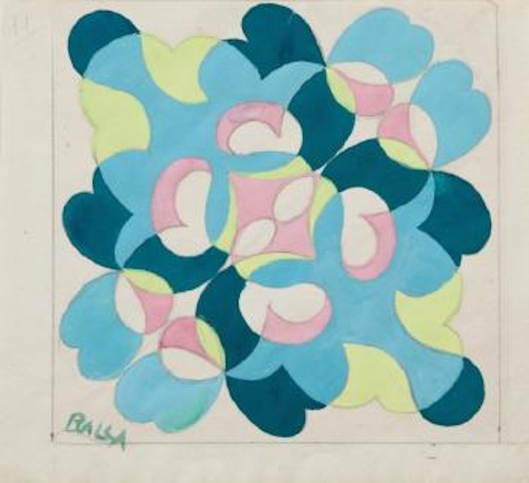 Motivo per mattonella; progetto per piastrella con stilizzazioni di fiori by Giacomo Balla