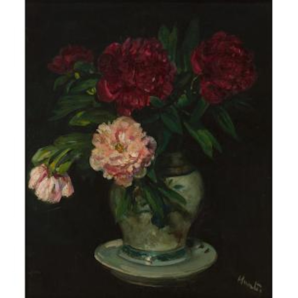 Peonies In A Chinese Vase by George Leslie Hunter