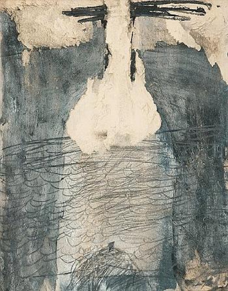 Grafismes Sobre Papel Color Oliva Amb Esquincats by Antoni Tapies