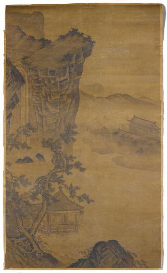 Ein Gelehrter lagert in einem offenen Pavillon am See und schaut in die Ferne by Chinese School