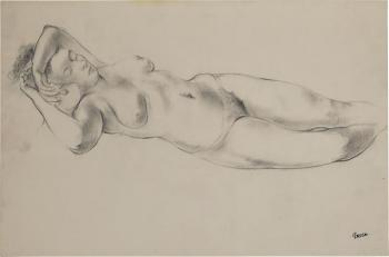 Sleeping female nude by George Grosz