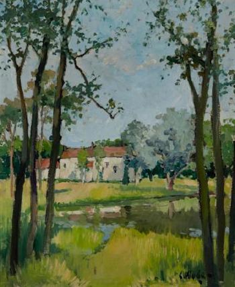 Cottage by a stream by Constantin Kluge