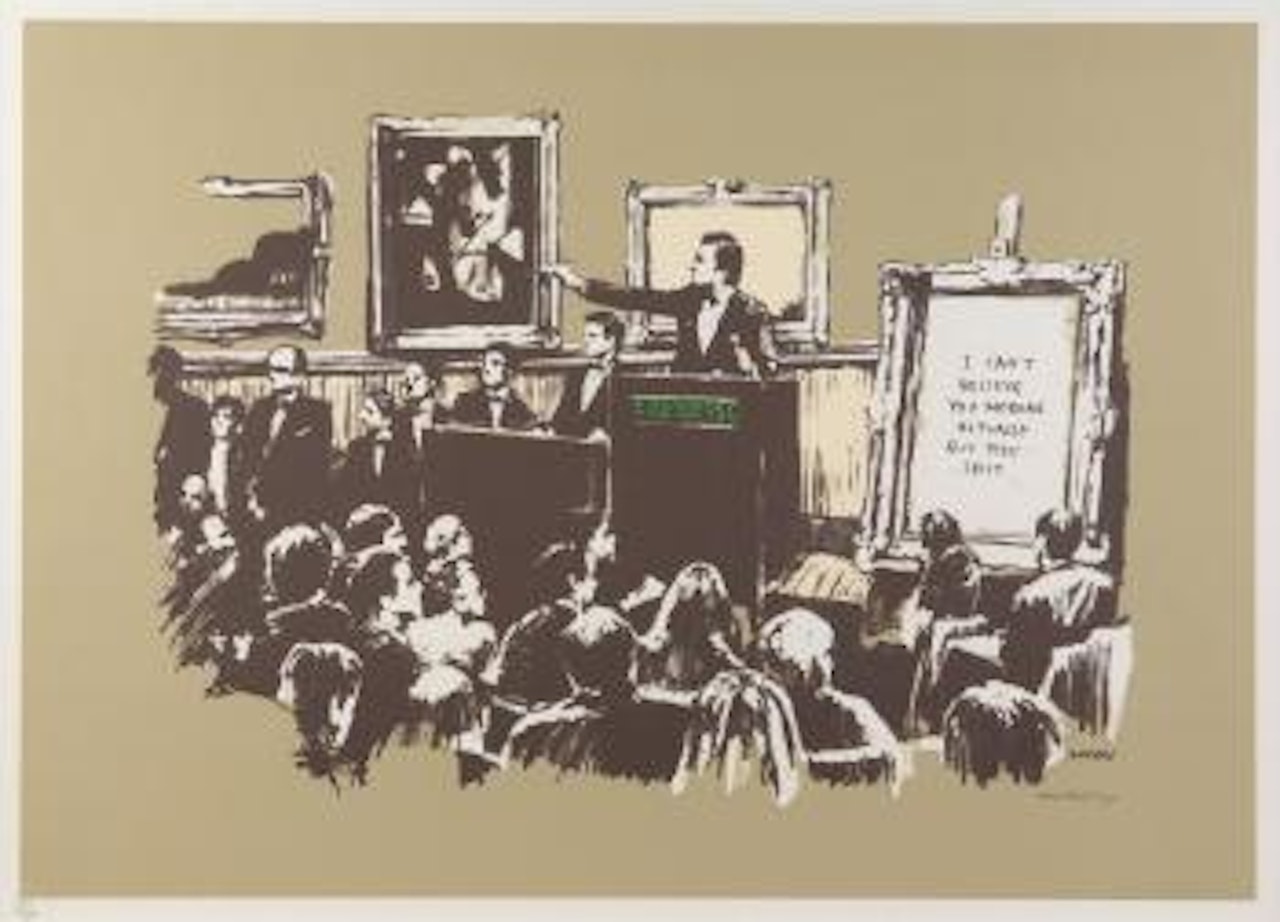 Morons (sepia) by Banksy