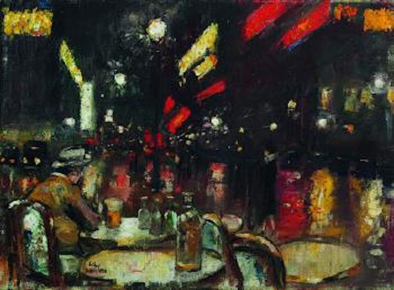 Nocturnal scene from Café de la Paix, Paris by Lesser Ury