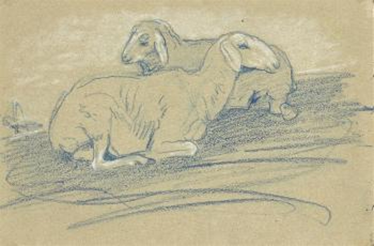 Zwei Liegende Schafe Ii by Franz Marc