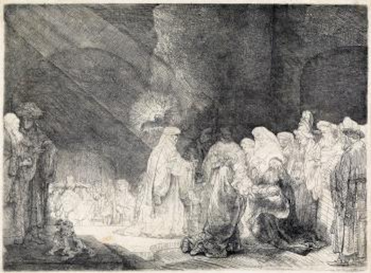 The Presentation in the Temple: Oblong Print by Attributed to Rembrandt Harmensz van Rijn