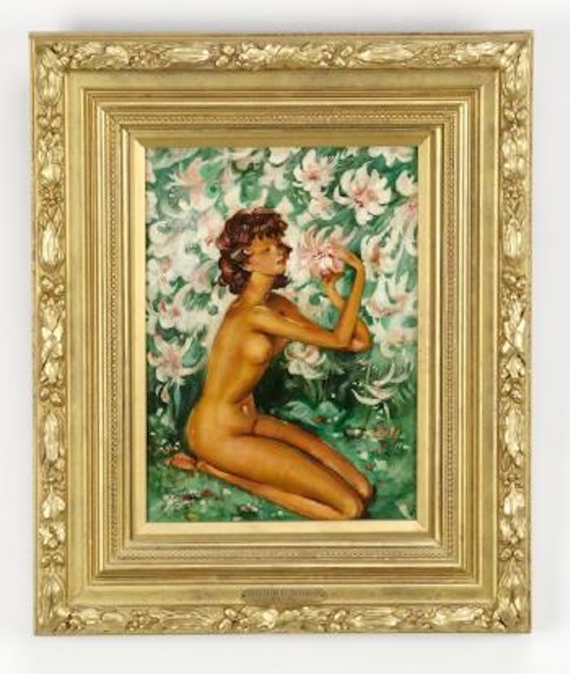 Nude and lilies by Jean Gabriel Domergue