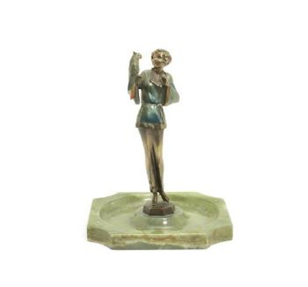 Model of a woman with Parrot by Josef Lorenzl