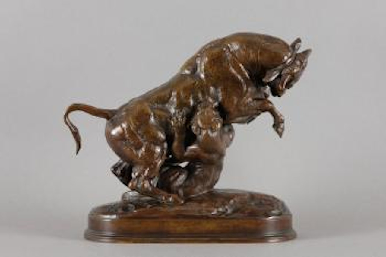 Taureau attaqué par un tigre by Antoine-Louis Barye
