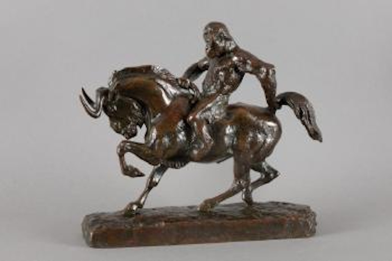 Singe monté sur un gnou by Antoine-Louis Barye
