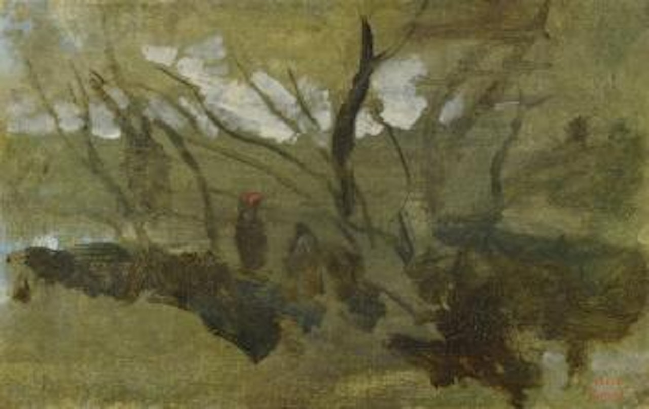 Paysage composé. Plusieurs figures sous les aunes by Jean Baptiste Camille Corot