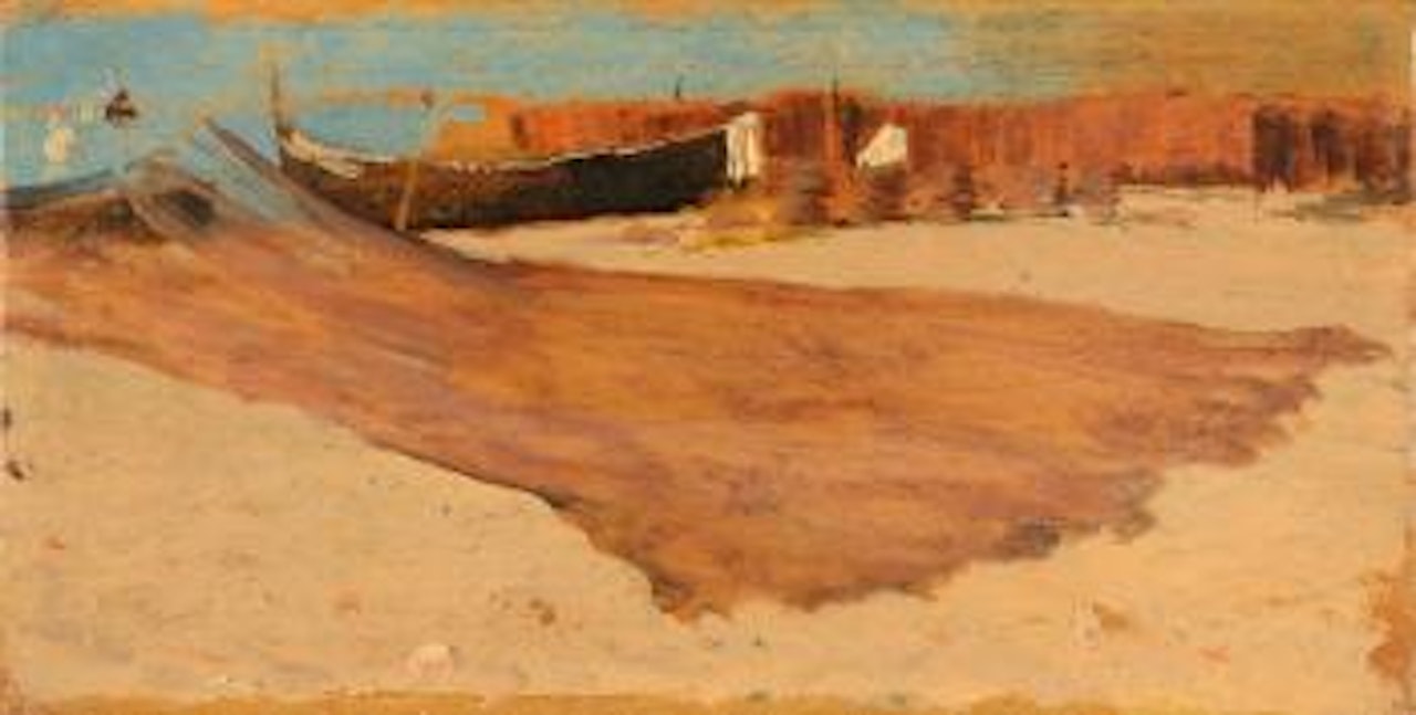 Plage et bateau by Giuseppe de Nittis