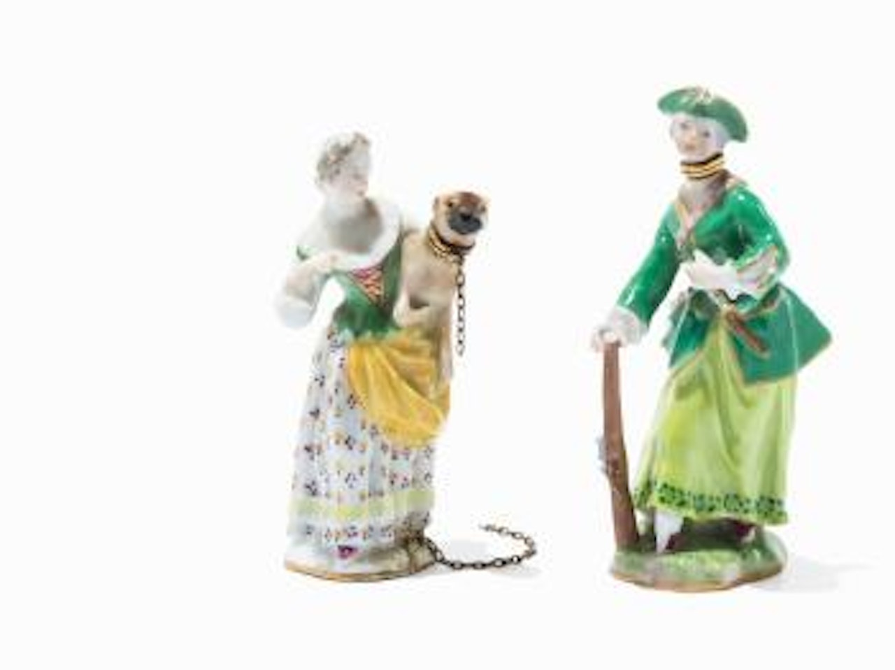 2 Miniature Figures As Perfume Flagons by Johann Joachim Kändler