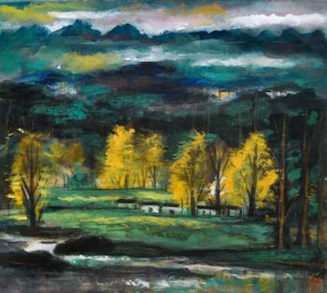 Mountain at Sunset by Lin Fengmian