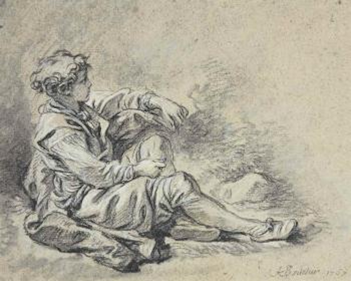 Jeune garçon assis, de profil vers la gauche by Francois Boucher
