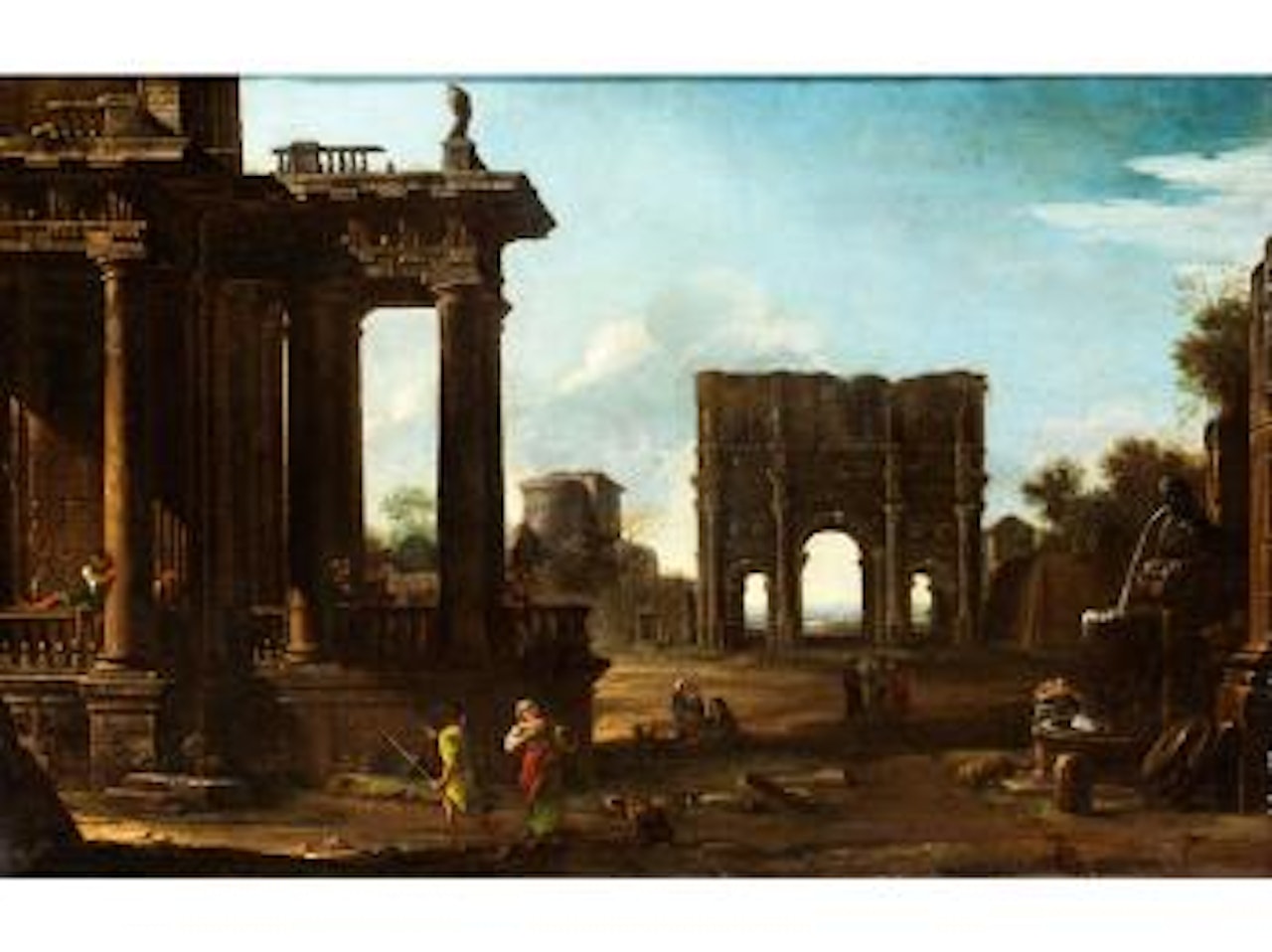 Architektur-Capriccio Mit Figuren by Giovanni Ghisolfi