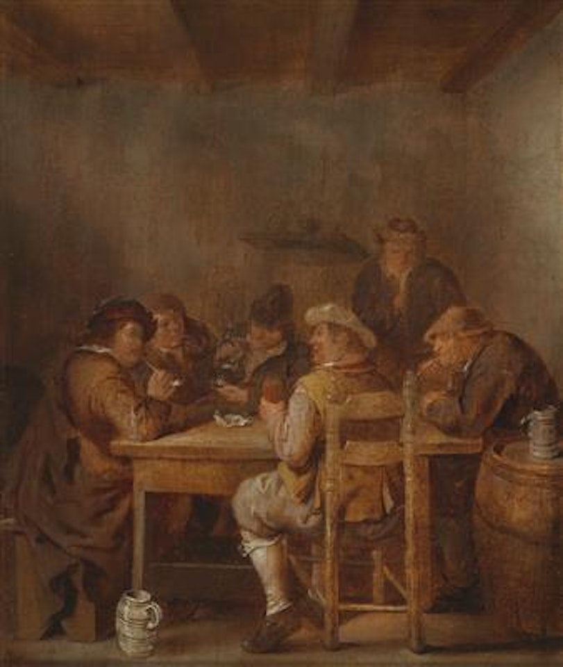 A tavern interior with carousing peasants by Jan Miense Molenaer