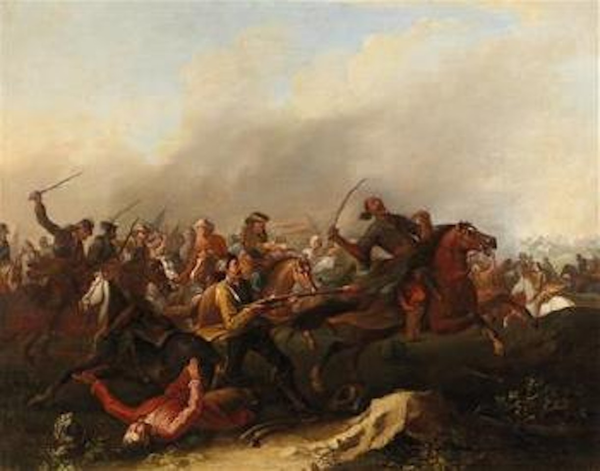 A pair of battle scenes by German School