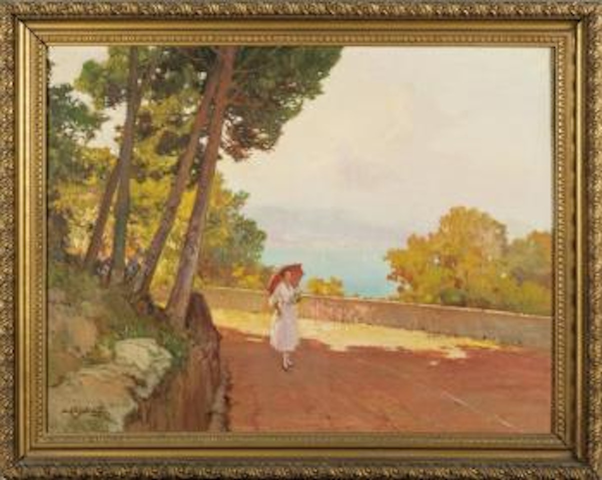 Ragazza con ombrellino rosso by Cesare Bentivoglio