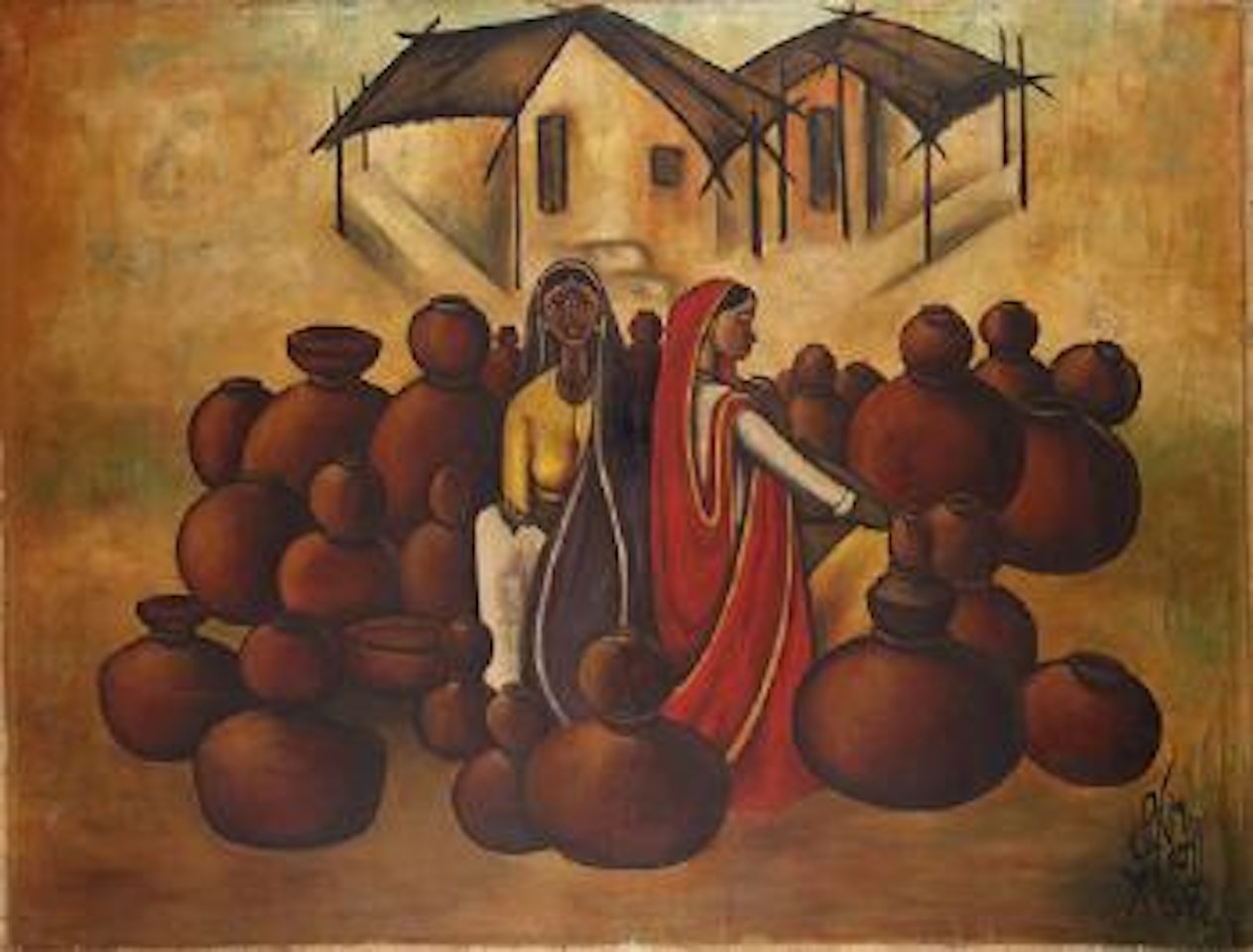 Untitled (Two village women) by B Prabha