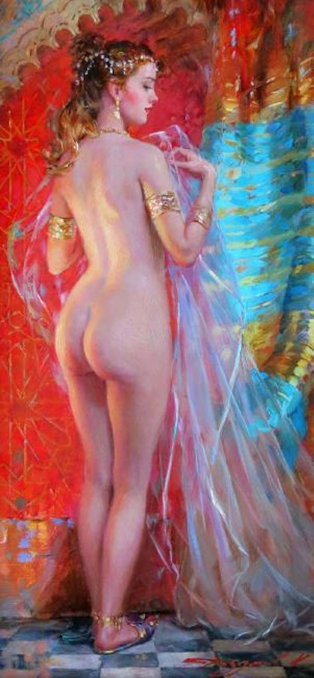 Odalisque with white veil by Constantin Razoumov