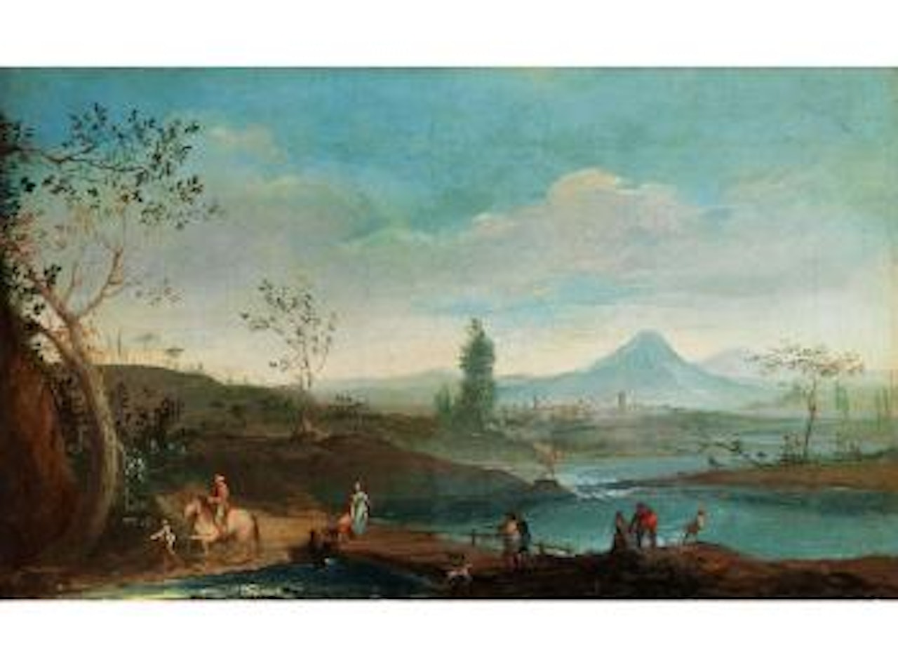 Landschaft Mit Fluss Und Figuren by Giuseppe Bernardino Bison