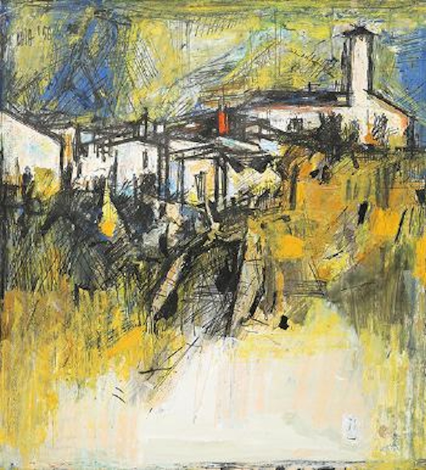 Untitled (Yellow Townscape) by Sayed Haider Raza