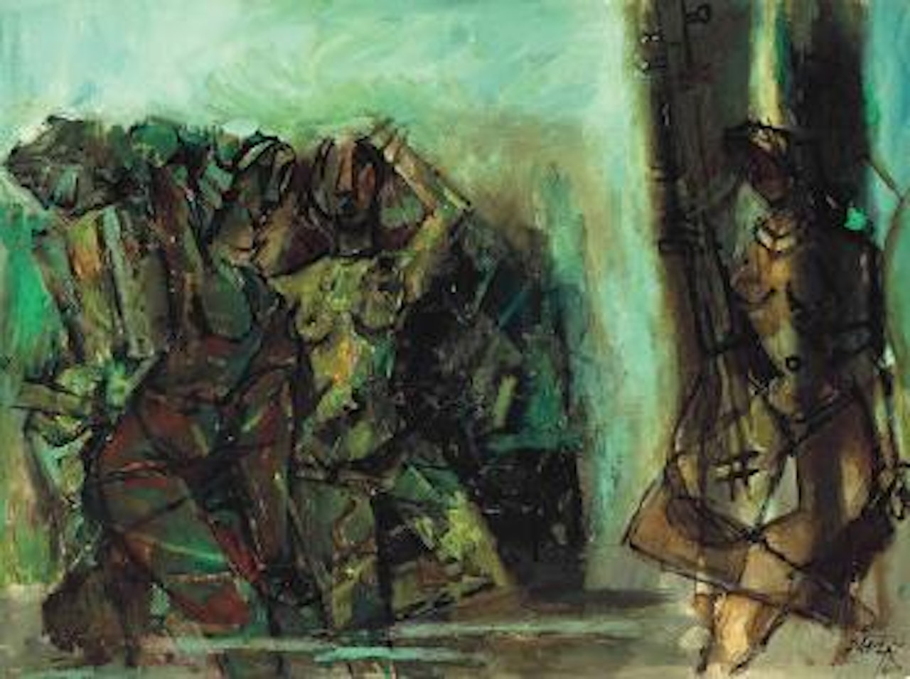 Untitled (Dancers & Musicians) by M.F. Husain