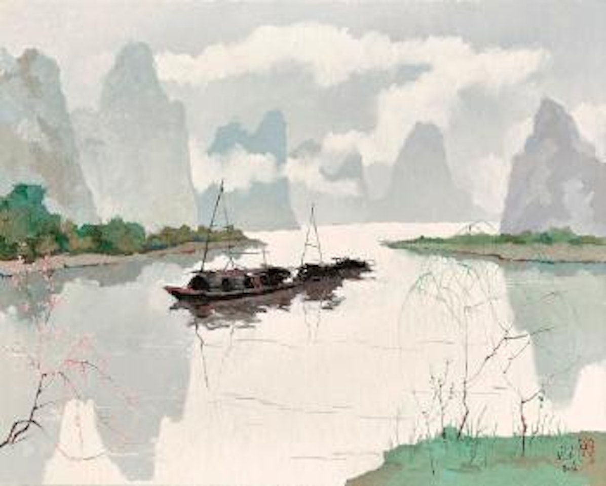 Boats on Li River by Pang Jiun