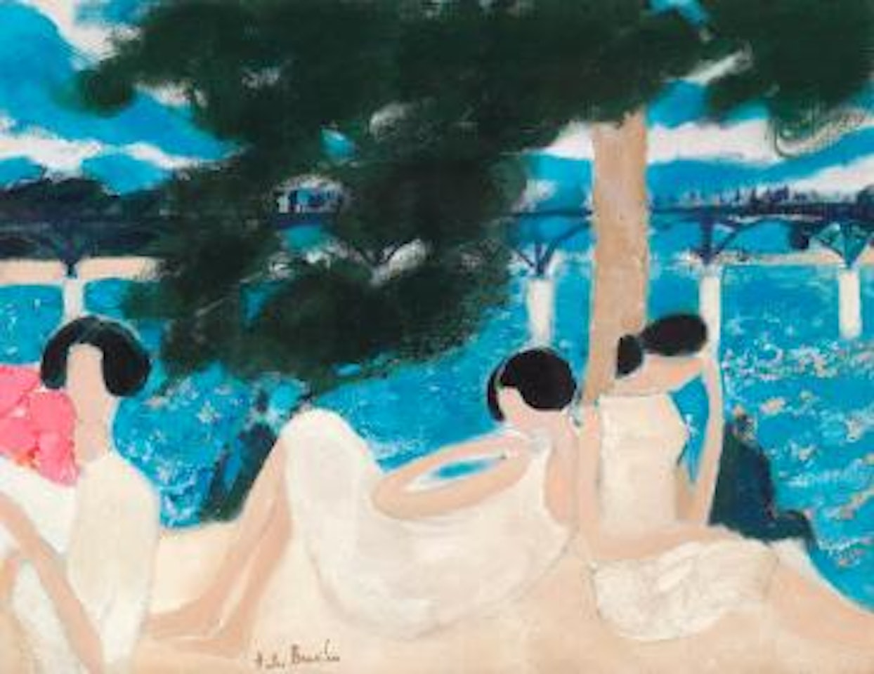 Trois Jeunes femmes sous l’arbre by André Brasilier