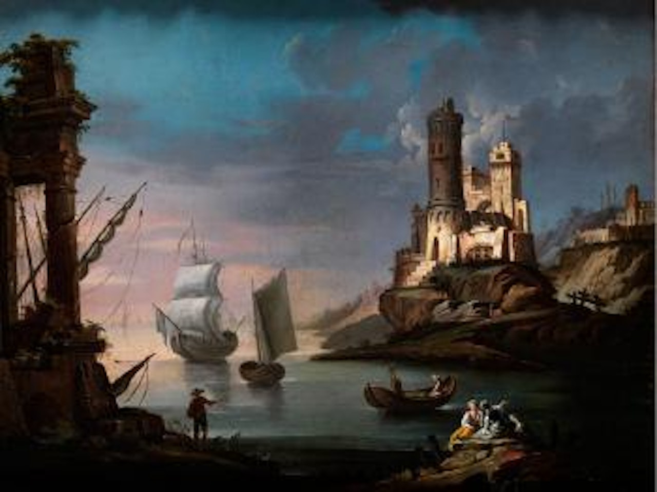 Küstenstück Mit Schiffen, Figuren Und Bauten by Carlo Bonavia
