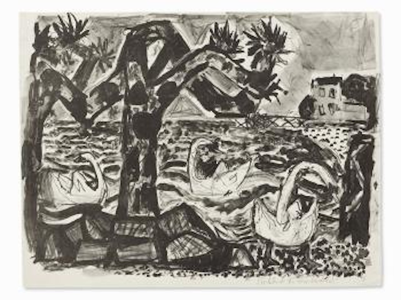 Bodenseelandschaft (Mit Schwänen) by Otto Dix