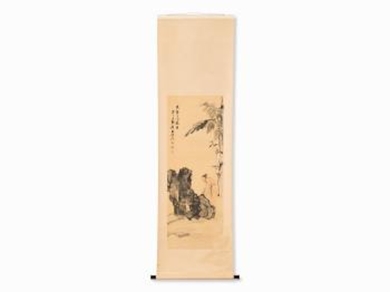 Scholar in a garden with rocks, bamboo, and banana tree by Zhang Daqian
