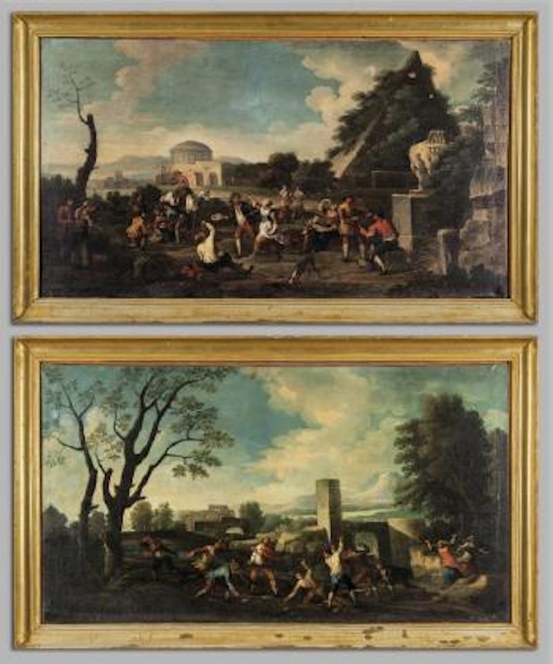 Festa sui prati. Rissa per il gioco delle carte by Roman School