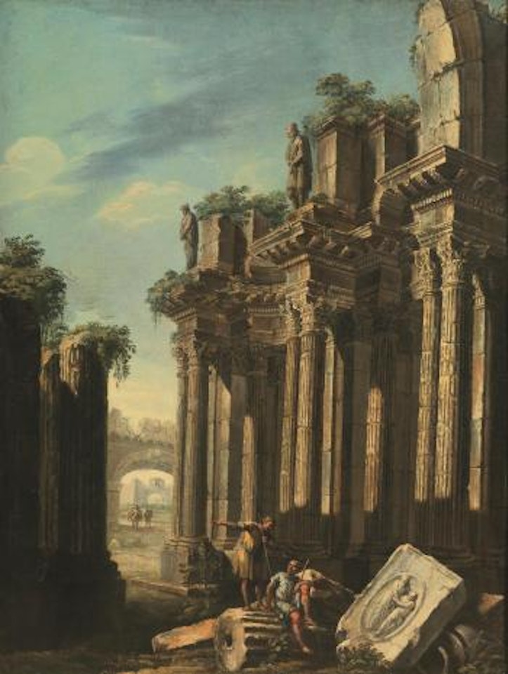 Capricci architettonici con figure , by Roman School